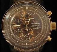 VOSTOK EUROPE PERPETUAL CALENDAR 10/3000 WRISTWATCH - with leather strap, in original packing case