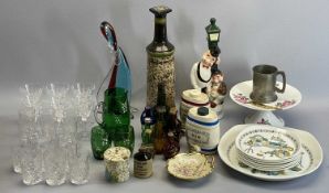 MARY GREGORY TYPE TRIO, two Wade barrels, novelty musical decanter, vintage small glass bottles,