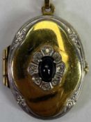 9CT & 14CT GOLD JEWELLERY, 3 ITEMS to include a two tone front locket, the centre set with a