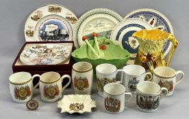 CARLTONWARE GREEN LEAF SALAD BOWL & SERVERS, 11cms H x 23cms, Burleigh ware rabbit and Poppy