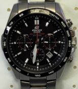 CASIO EDIFICE SOLAR POWERED STAINLESS STEEL BRACELET WRISTWATCH - Model No 5274, in original box