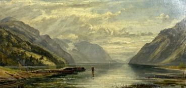 SIR ROBERT COLLIER oil on board - provenance and titled with signed label verso 'On the Lake of