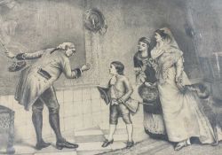 INDISTINCTLY SIGNED & DATED 1876 a well executed pencil drawing of an interior scene, 30 x 50cms