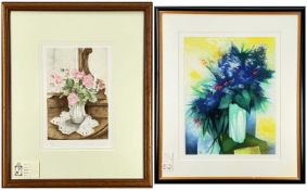 TWO LIMITED EDITION LITHOGRAPHS comprising CLAUDE GAVEAU (53/150) entitled 'Le Bouquet Bleu',