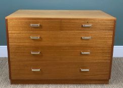MINISTRY OF DEFENCE ASSOCIATED MID-CENTURY CHEST of three long and two short drawers bearing chromed