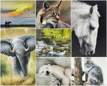 PARCEL OF SEVEN LIMITED EDITION PRINTS mainly animalsANDREW HUTCHINSON (51/375) entitled 'Lynx',