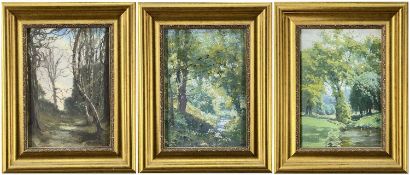 ADOLPHE-JEAN HAMESSE (Belgian, 1849-1925) oils on board - three various views of the Kent