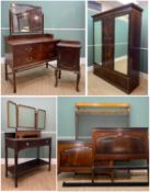 SUNDRY MAHOGANY FURNITURE, including Edwardian double wardrobe with two base drawers, matching