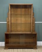 EARLY 20TH CENTURY ART DECO WALNUT DISPLAY CABINET, 125w x 30d x 168cm h Comments: small veneer loss