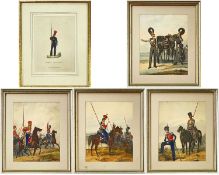 HEINRICH AMBROS ECKERT (German, 1807-1840) set of 4+1 colour engravings - various Regiments of