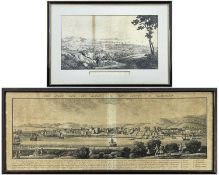 UNKNOWN print - two figures with a dog looking across Swansea Bay from west to east, entitled '