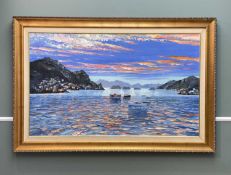 HOWARD CHESNER BEHRENS (American, 1933-2014) oil on canvas - Amalfi Coast, signed, 85 x 141cm,