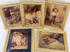 FIVE VARIOUS VICTORIAN CRYSTOLEUMS, including one depicting two children dressed as Balerina and