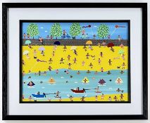 GORDON BARKER acrylic on paper - 'On a hot summer day', signed, 28.5 x 38.5cms