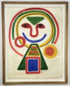 ‡ ALBERT CHUBAC (1925-2008) gouache on paper - 'Joie', abstract human figure with large smile,