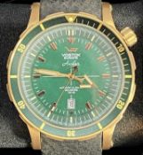 VOSTOK ANCHAR 0036/3000 WRISTWATCH - green mother of pearl leather strap, original hard plastic