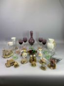 AMETHYST & OTHER COLOURFUL GLASSWARE, Lilliput Lane cottages, Coalport, Doulton and other ornamental