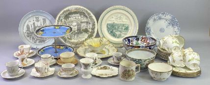 CABINET CUPS & SAUCERS, CHAPEL & OTHER DECORATIVE PLATES, Amhurst fruit bowl and a 21 piece part tea