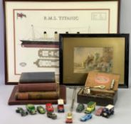 MIXED COLLECTABLES GROUP - to include a small box of mixed metalware containing a Pratts fuel can