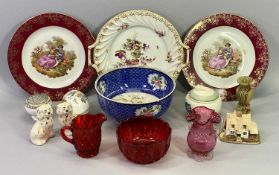 CABINET & TABLE POTTERY, PORCELAIN & GLASSWARE GROUP - to include Royal Doulton Comforter Dogs,