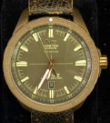 VOSTOK ALMAZ SPACE STATION BRONZE CASE 155/3000 WRISTWATCH - with leather strap, in original box