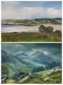 JILL MICKLE oils on board (2) - Snowdonia homestead with Tryfan in background, signed and dated