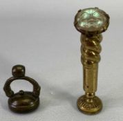 ANTIQUE DESK SEALS/STAMPS - to include a gilt metal twist stamp with moonstone type moon face top,
