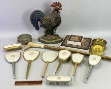 MIXED COLLECTABLES GROUP - to include a cast iron cockerel colourful doorstop, 34cms H, antler top