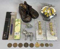 MIXED COLLECTABLES GROUP - to include a child's pair of leather boots, Parker and other pens, AA car