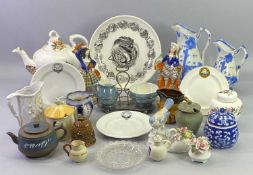 VICTORIAN & LATER POTTERY, PORCELAIN & COLLECTABLES GROUP - to include Victorian teapot and cover,
