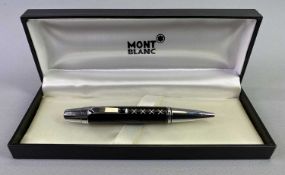 MONT BLANC BOHEME BALLPOINT PEN numbered IYHT3508 - silvered with snakeskin effect black body case