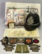 MIXED COLLECTABLES GROUP - to include a North Wales Police helmet, cloth insignia and badges