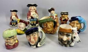 POTTERY TOBY & CHARACTER JUG COLLECTION, 10 ITEMS - 19cms H the tallest Toby, 11cms H the tallest
