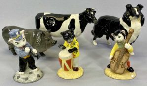 BESWICK BOXED ASSORTMENT - cow, Collie dog and three band figures, also, a Royal Doulton sow