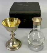 SILVER PART COMMUNION SET - in fitted case, London 1902, Maker Blunt & Wray, to include an 8.5cms