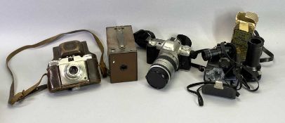 VINTAGE & LATER CAMERAS & SCOPES - to include a Kodak No 2 brownie, Pentax MZ-50, Prontor-S, Kowa