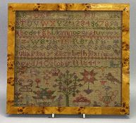 VICTORIAN NEEDLEWORK SAMPLER BY JULIA MARY ELIZABETH BARNES - Aged 14, October 11 1844, having
