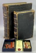VICTORIAN LARGE FAMILY BIBLE & ONE OTHER - with a Harrods sealing wax stamp for the letter 'S' set