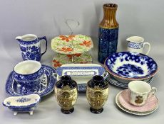 MIXED BLUE & WHITE & OTHER POTTERY GROUP - notables include a Baden-Powell pink lustre cup and