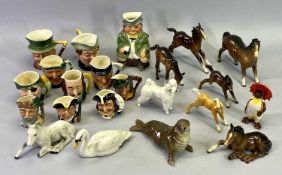BESWICK ANIMALS & FOALS (11), Royal Doulton and other character jugs (10), ETC, the Beswick includes