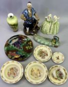MIXED COLLECTABLE POTTERY & PORCELAIN - to include a Burleigh ware Indian in canoe Posy holder,
