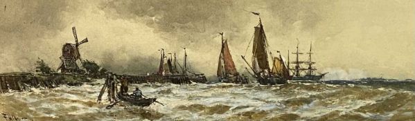 FRANK HENRY MASON (1875 - 1965) watercolour - typical maritime scene with figures in a rowing boat