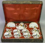 15 PIECE CASED JAPANESE EGGSHELL TEA SERVICE - bearing red backstamp 'E E G' and character markings