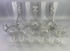 CUT CRYSTAL & OTHER GLASSWARE - to include three various decanters with stoppers, four Millennium