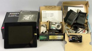 BOXED DIGITAL CAMERAS (2) and a Jessops 8in digital picture frame, boxed, the cameras include a