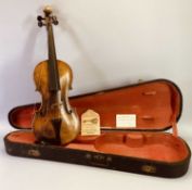 VINTAGE VIOLIN - in hard case, 59cms instrument overall L, 35.5cms L of back