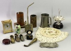 MIXED COLLECTABLES GROUP - to include bamboo brush pots, Quartz carriage clock, cloisonne vase,