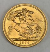 ELIZABETH II GOLD FULL SOVEREIGN 1974