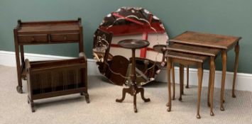 FURNITURE ASSORTMENT to include tea trolley with two drawers, magazine rack, tripod wine table, nest