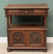 ANTIQUE OAK BUFFET CUPBOARD labelled 